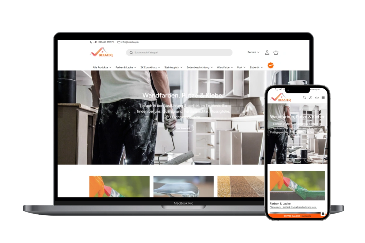 Bekateq Shopify-Shop auf Desktop, Tablet und Smartphone