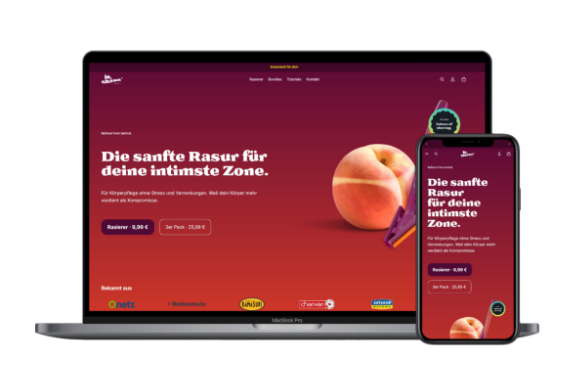 in.shave Shopify-Shop auf Desktop und Smartphone